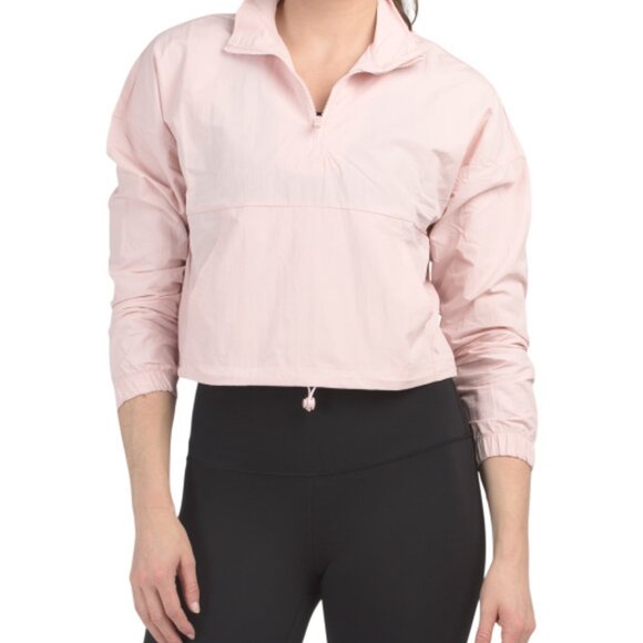 NEW 90 DEGREE BY REFLEX Woven Spring Peak Crop Half Zip With Cinch Toggle Hem - Picture 5 of 5